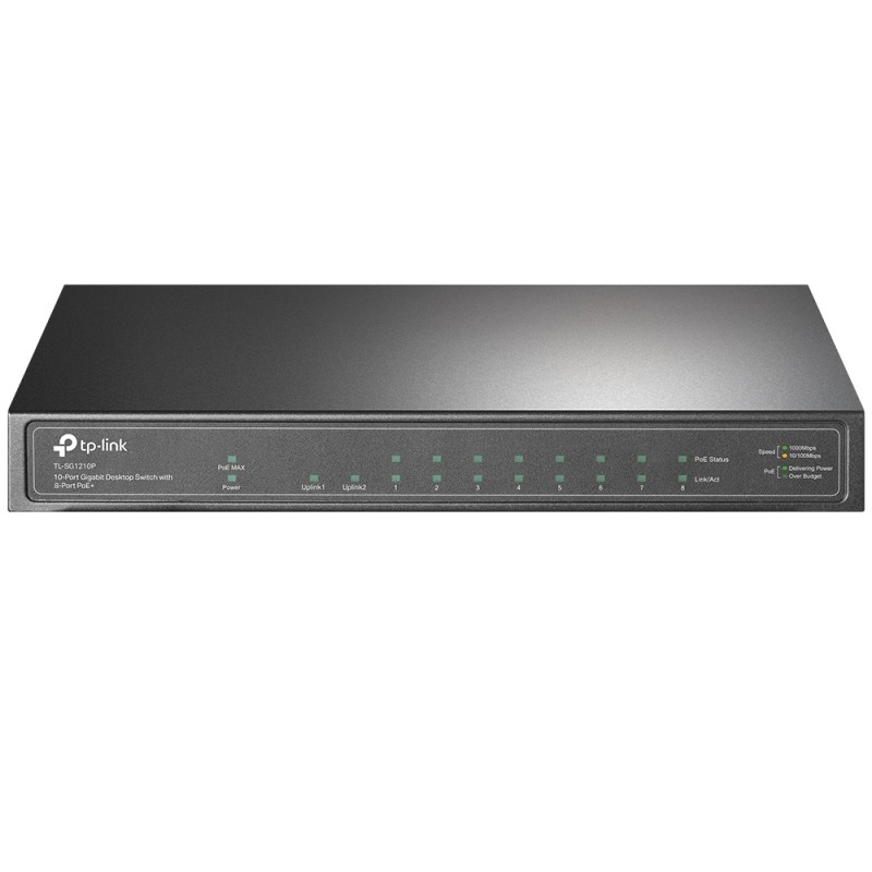 TP-Link TL-SG1210P — 10-Port Gigabit Desktop Switch with 8-Port PoE+
