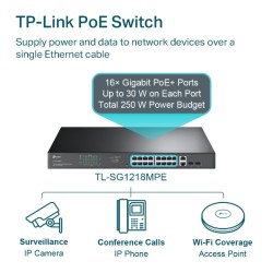 TP-Link TL-SG1218MPE — 18-Port Gigabit Easy Smart Switch with 16-Port PoE+