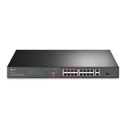 TP-Link TL-SL1218P — 16-Port 10/100 Mbps + 2-Port Gigabit Rackmount Switch with 16-Port PoE+