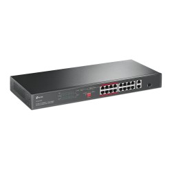 TP-Link TL-SL1218P — 16-Port 10/100 Mbps + 2-Port Gigabit Rackmount Switch with 16-Port PoE+