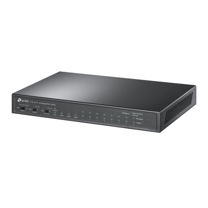 TP-Link TL-SL1311P — 8-Port 10/100Mbps + 3-Port Gigabit Desktop Switch with 8-Port PoE+