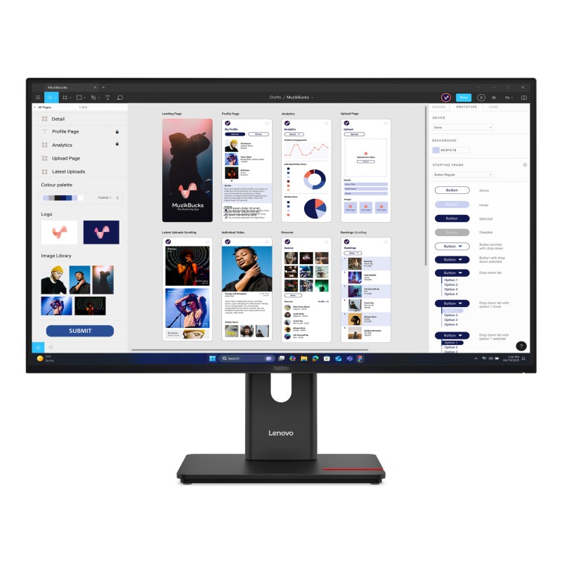 Lenovo ThinkVision T32UD-30 31.5" monitor — HDMI/DP/USB-C/LAN/Phone Holder + Tilt/Swivel/Lift/P