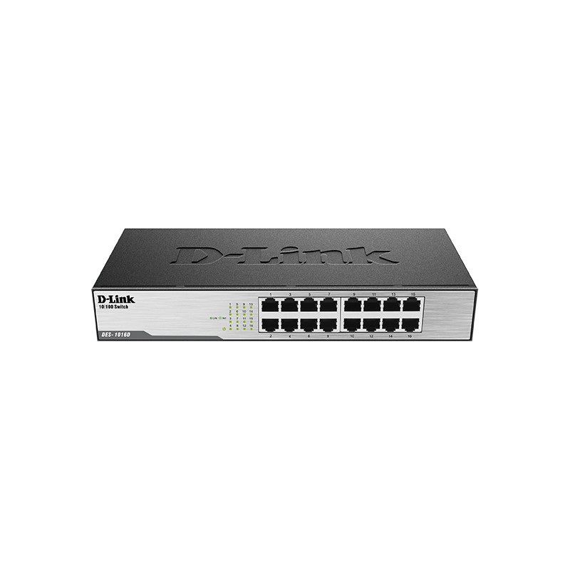 D-Link DES-1016D/B — 16-port 10/100Mbps Unmanaged standalone switch (Rack)