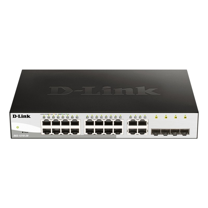 D-Link DGS-1210-20 — 16-Port 10/100/1000Base-T with 4 Combo 1000BaseT/SFP ports Smart Switch