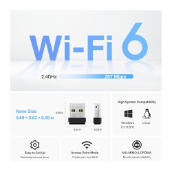 TP-Link Archer TX1U Nano — AX300 Nano Wi-Fi 6 Wireless USB Adapter